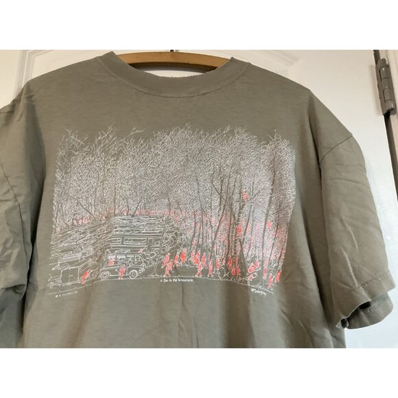 Vintage T-SHIRT A Day In The Wilderness Bruce JOHNSON XL Made In USA Tan 1980’s - Picture 2 of 7
